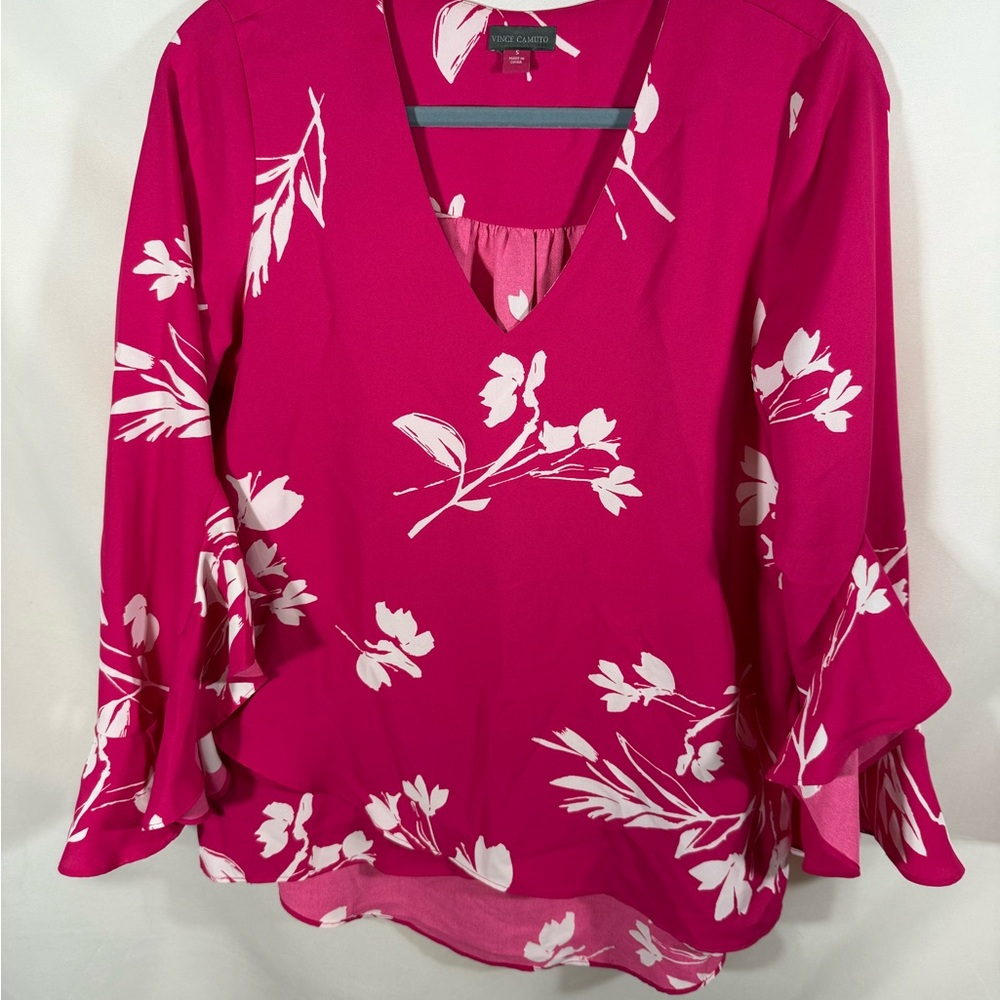 Vince Camuto Women's Floral Blouse - Pink and White
